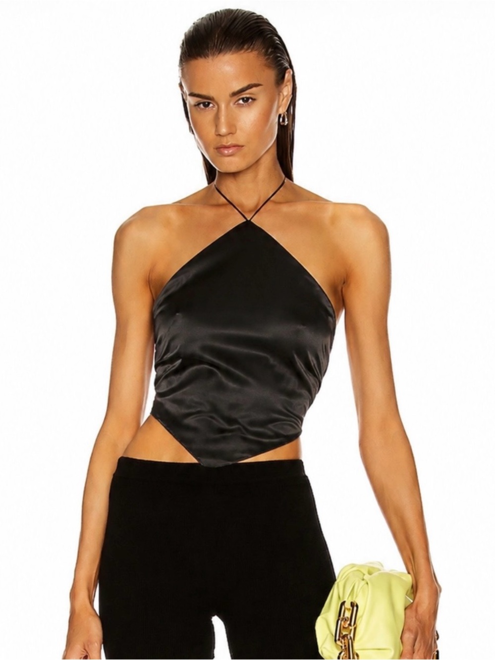 Retrofete ‘Doris’ Silk Black Halter Top - XS